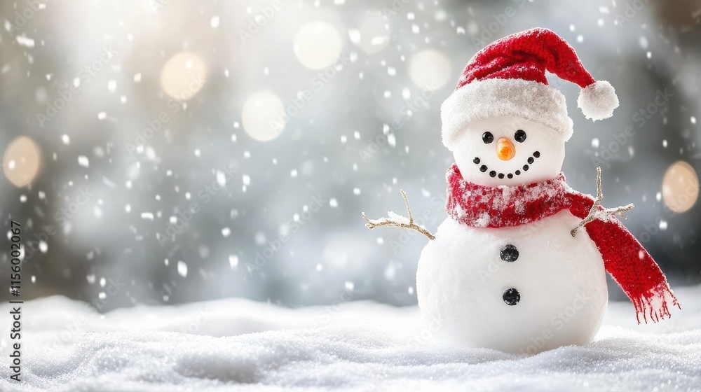 Christmas card featuring a snowman in a snowy winter landscape with copy space image. Christmas card featuring a snowman in a snowy winter landscape with copy space image.