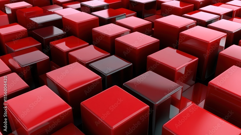 Abstract Red and Black Cubes: A 3D Geometric Pattern Abstract Red and Black Cubes: A 3D Geometric Pattern
