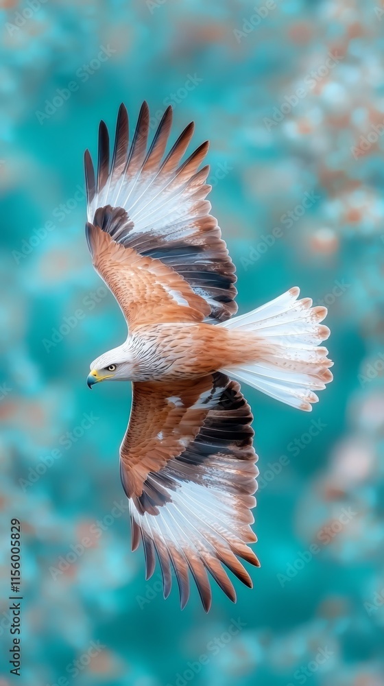 Obraz premium A bird flying through the air with its wings spread