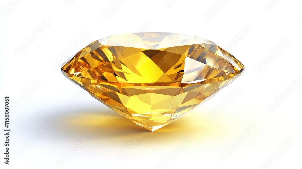 Sparkling Yellow Gemstone with Brilliant Cut and Glimmering Surface Sparkling Yellow Gemstone with Brilliant Cut and Glimmering Surface