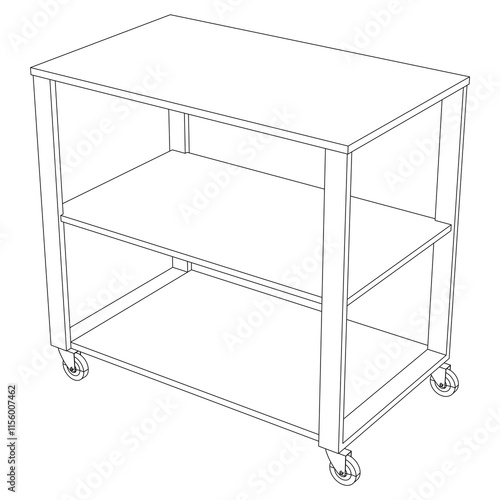 Hotel trolley tray on cart. Vector illustration isolated on white background.