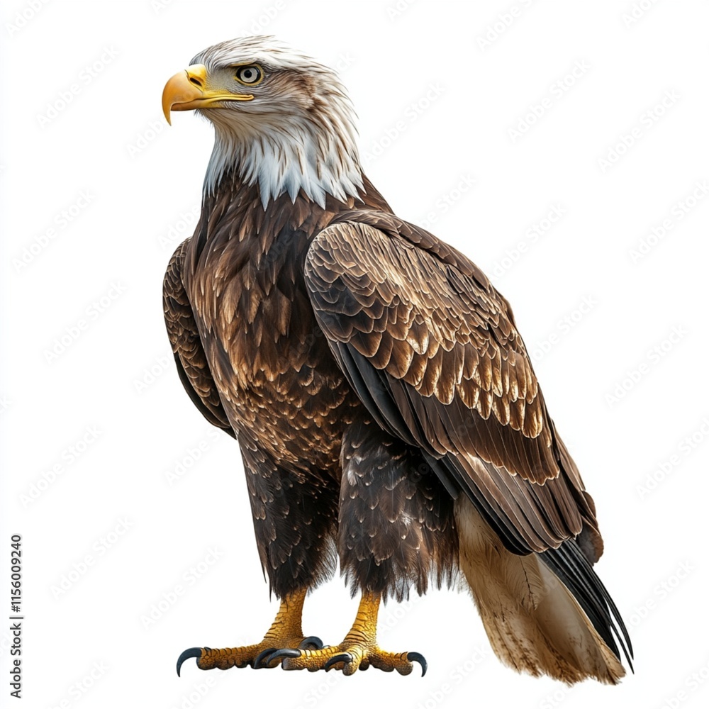 Obraz premium An eagle shown in isolation with a white background.