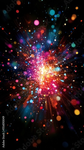 Colorful light reflections with blurred bokeh in a dark background