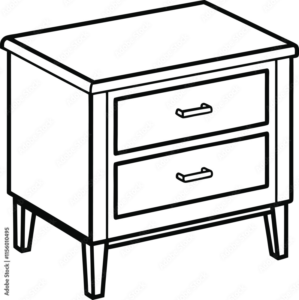 Editable Nightstand Outline Vector Graphic Editable Nightstand Outline Vector Graphic