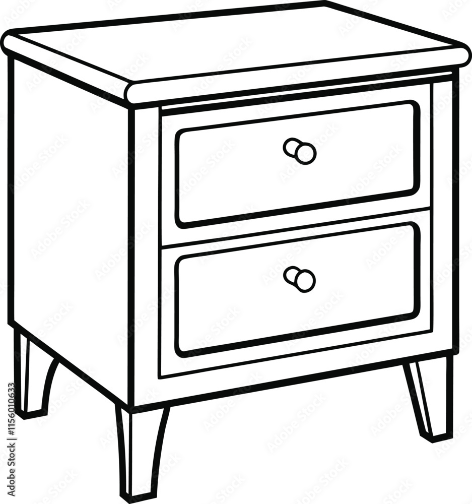 Editable Nightstand Outline Vector Graphic Editable Nightstand Outline Vector Graphic