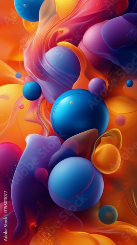 Vibrant abstract art with swirling colors and patterns creating a dynamic vis...