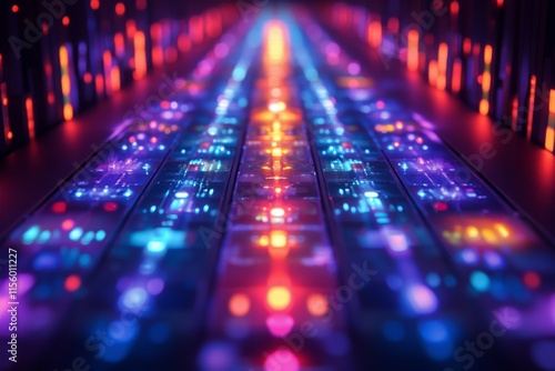 Colorful abstract lights display creating a vibrant digital atmosphere in an ...