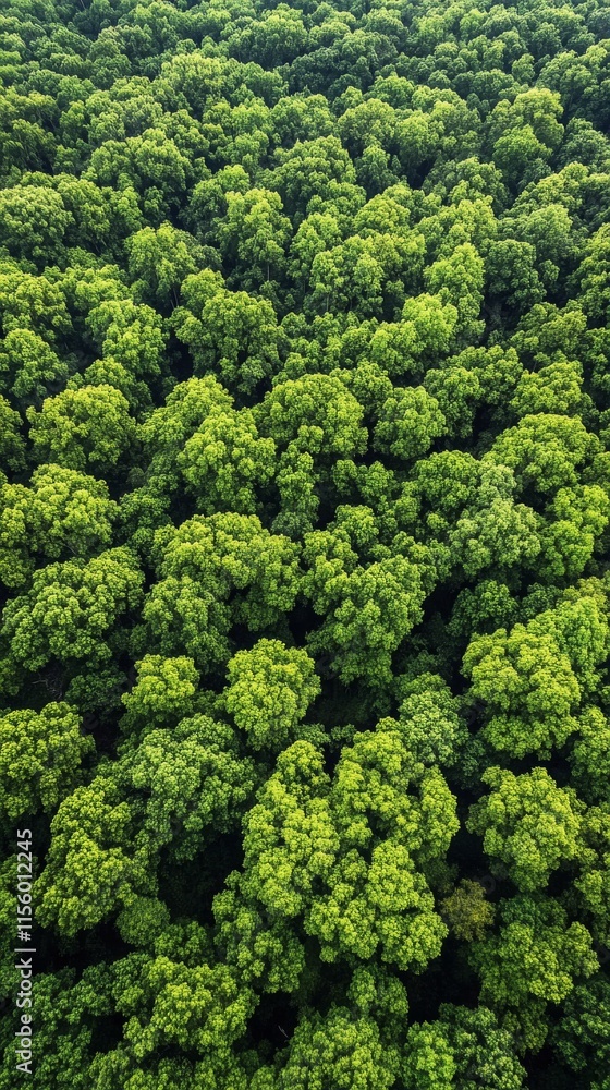 Lush green forest canopy seen from above on a clear day Lush green forest canopy seen from above on a clear day