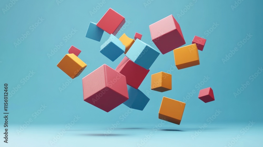 Abstract 3D Colorful Cubes Floating in Space: A Visual Representation of Creativity and Innovation Abstract 3D Colorful Cubes Floating in Space: A Visual Representation of Creativity and Innovation