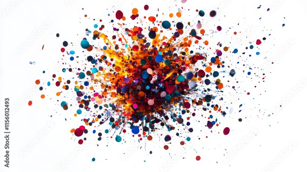 Abstract colorful confetti explosion in flat design, isolated on a white background Abstract colorful confetti explosion in flat design, isolated on a white background