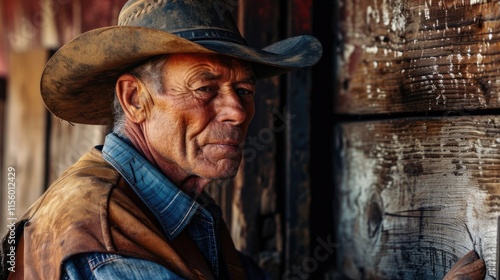 Wallpaper Mural Vintage Cowboy Rodeo Hat in Western Rancher Barn Torontodigital.ca