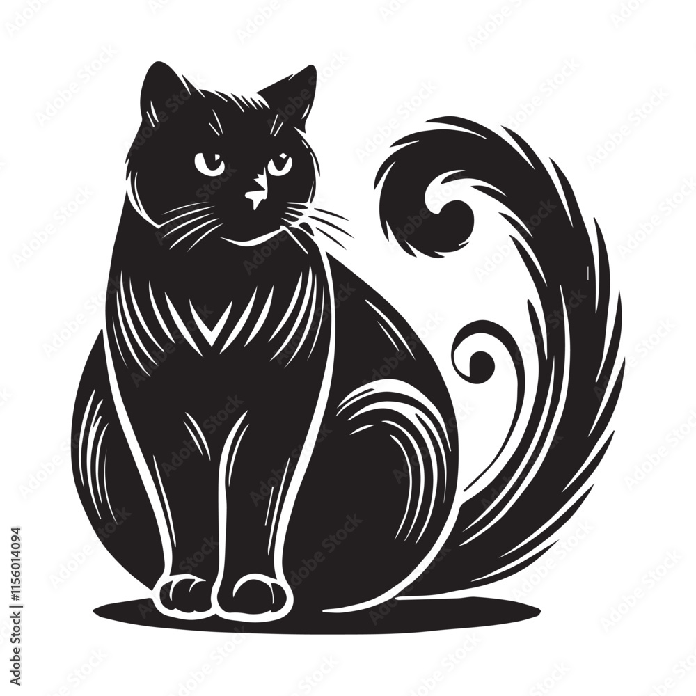 Silhouette of a cat on white background Silhouette of a cat on white background