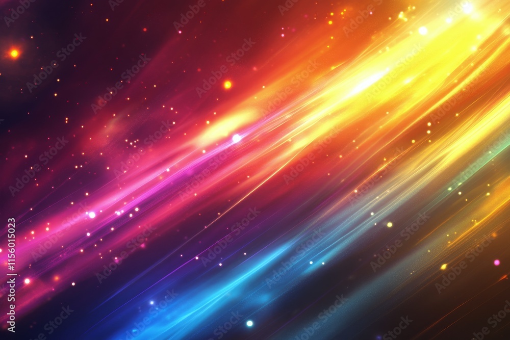 Obraz premium Colorful abstract background with vibrant streaks and glowing particles in a cosmic setting