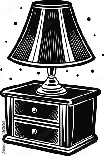 Simple Nightstand lamp Silhouette Vector Illustration