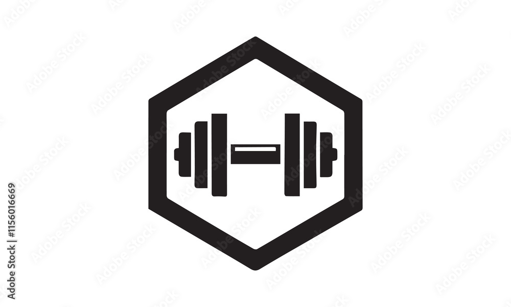Dumbbell icon. Black silhouette. Horizontal front view. Vector simple flat graphic illustration. Isolated object on a white background. Isolate. Dumbbell icon. Black silhouette. Horizontal front view. Vector simple flat graphic illustration. Isolated object on a white background. Isolate.