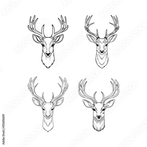 Deer head line art vector design 2