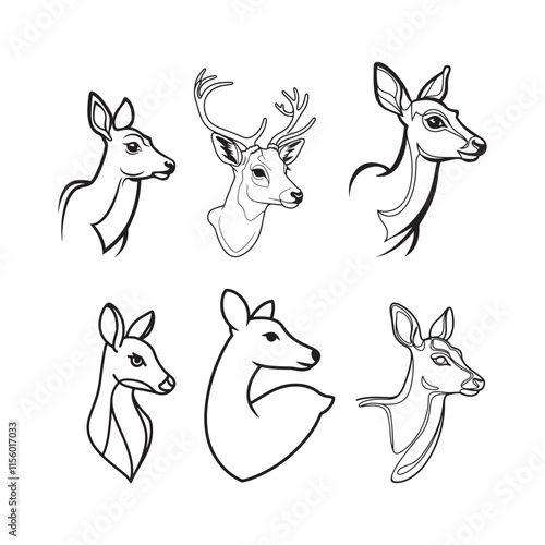 Deer head line art vector design 4