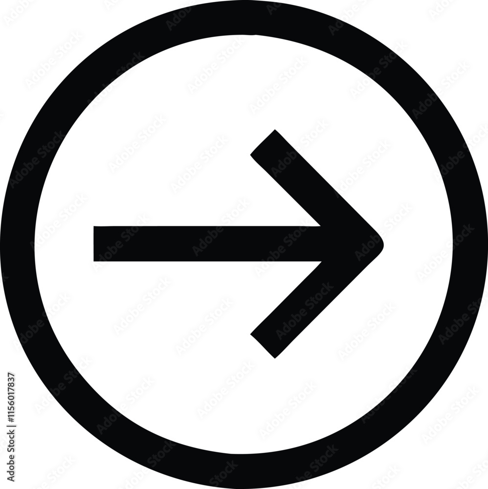Circle with arrow in straight right direction. Right arrow line symbol isolated on white background stock illustratione Illustrator Artwork Circle with arrow in straight right direction. Right arrow line symbol isolated on white background stock illustratione Illustrator Artwork