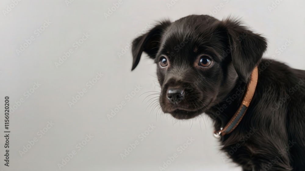 Fototapeta premium dog, black, animal, pet, puppy, labrador, canine, cute, retriever, isolated, breed, mammal, portrait, white, domestic, adorable, dogs, young