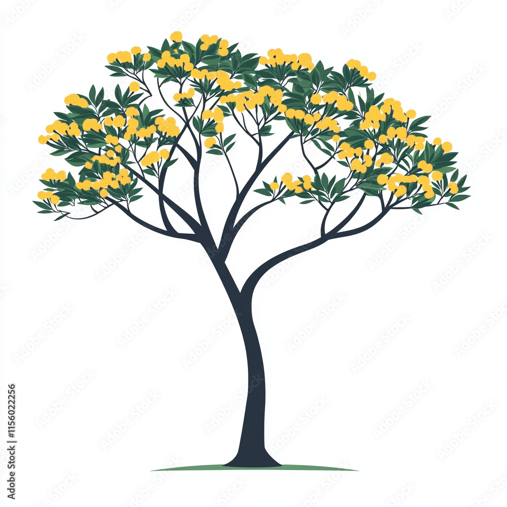 Naklejka premium Blooming white acacia in field.