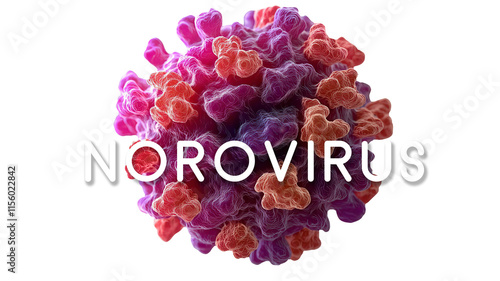 A colorful depiction of the norovirus, a highly contagious virus known for causing gastrointestinal illness.