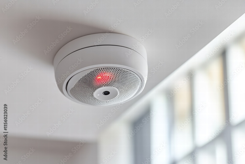 Smoke detector with integrated sensors in a modern indoor environment Smoke detector with integrated sensors in a modern indoor environment