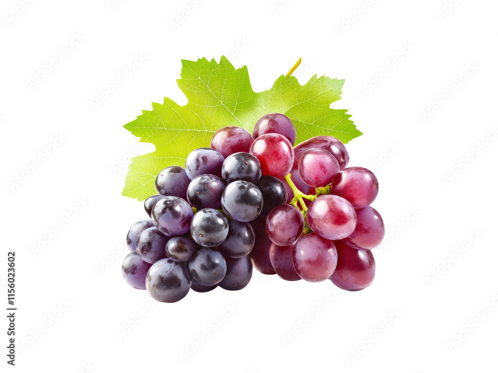 Fototapeta premium Red Grapes isolated on transparent background.