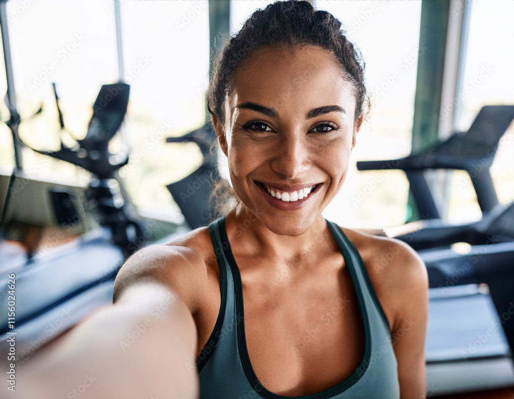 Fitness Woman Influencer Vlogging in Gym Fitness Woman Influencer Vlogging in Gym