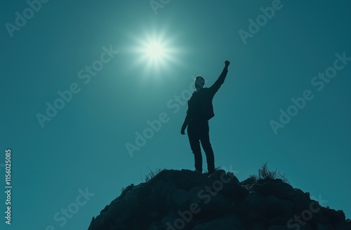 man gestures to celebrate victory photo