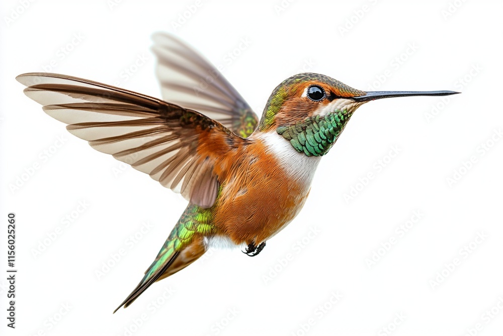Fototapeta premium a hummingbird set against a white backdrop.