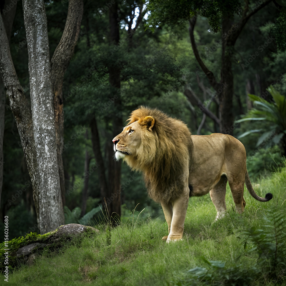 Naklejka premium lion in the zoo