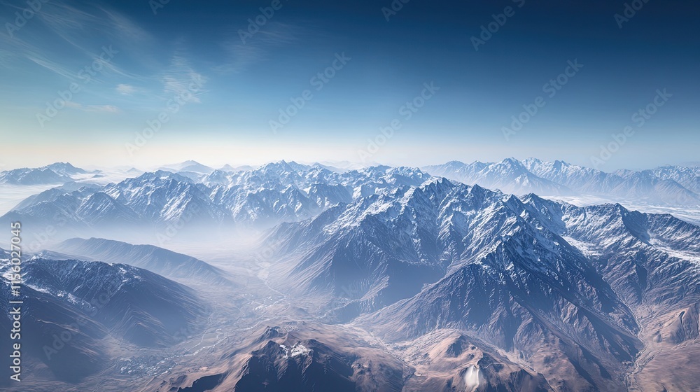 Fototapeta premium A peaceful image of Chilea??s map with the Andes mountains running along its spine, set against a calm sky