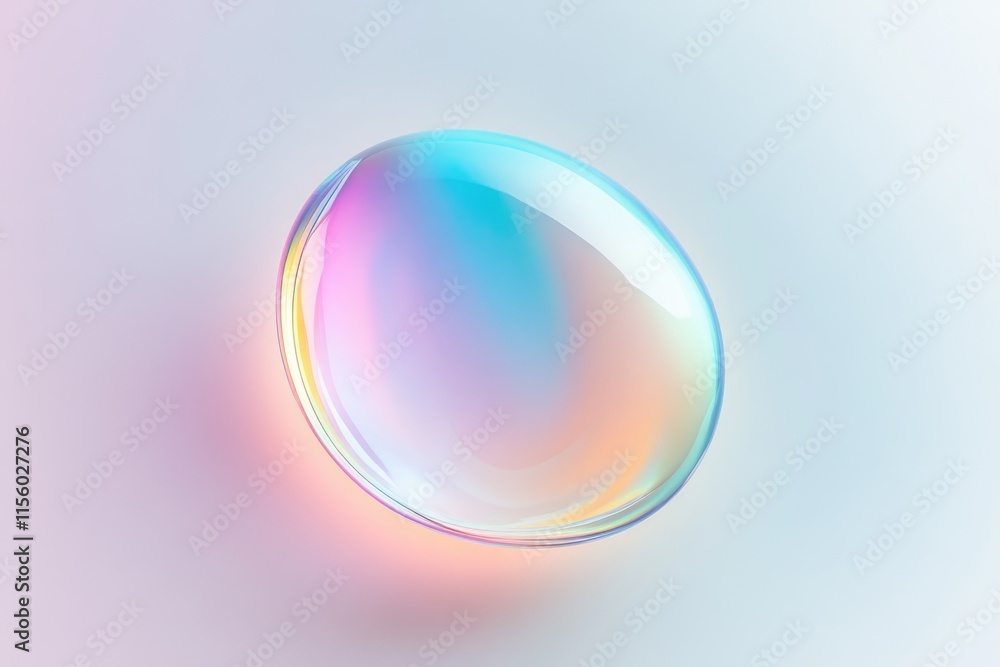 A vibrant, iridescent, oval-shaped orb glows with pastel hues against a soft, light background. A vibrant, iridescent, oval-shaped orb glows with pastel hues against a soft, light background.