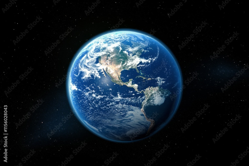 Beautiful view of Earth from space showcasing continents and oceans in vivid detail Beautiful view of Earth from space showcasing continents and oceans in vivid detail