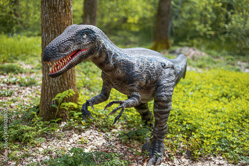 Obraz na płótnie Tyrannosaurus. Tyrannosaurus model against a forest background. w salonie