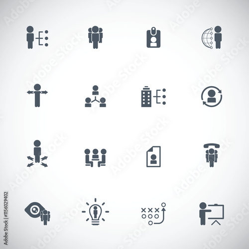 Universal business management and human resources icon set. Universal icons for web and mobile. Vector.