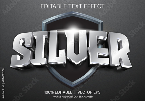 silver 3d vector text effect with modern style design
