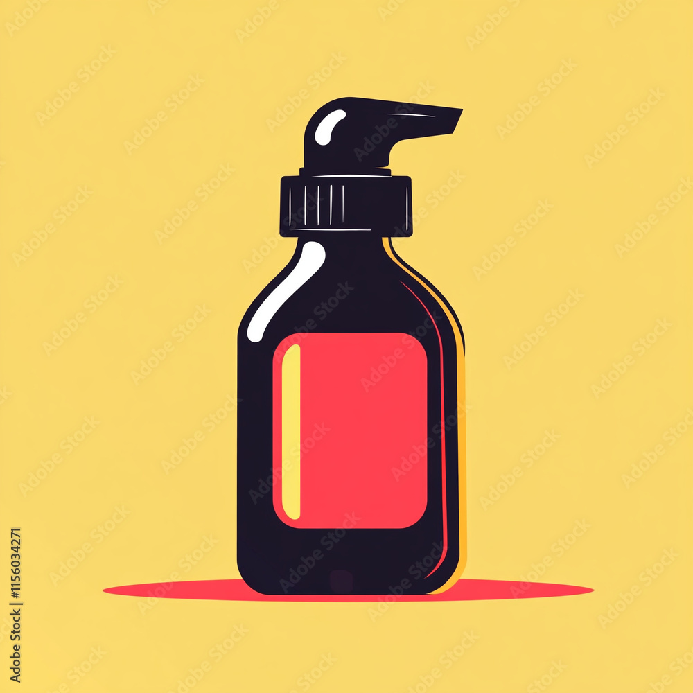 Simple flat illustration of a black dispenser bottle. Simple flat illustration of a black dispenser bottle.