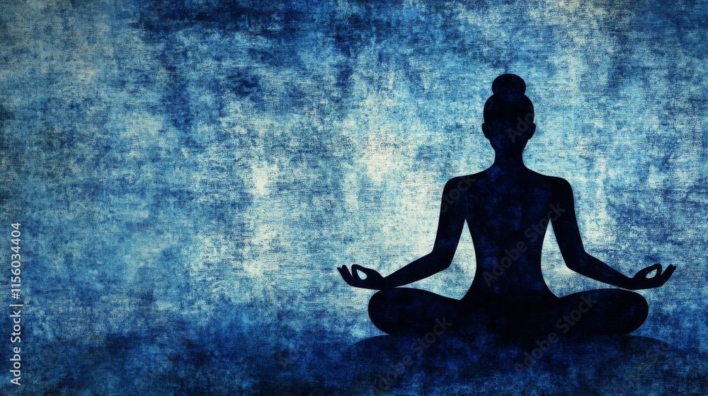 Serene Meditation Silhouette on Textured Background Serene Meditation Silhouette on Textured Background