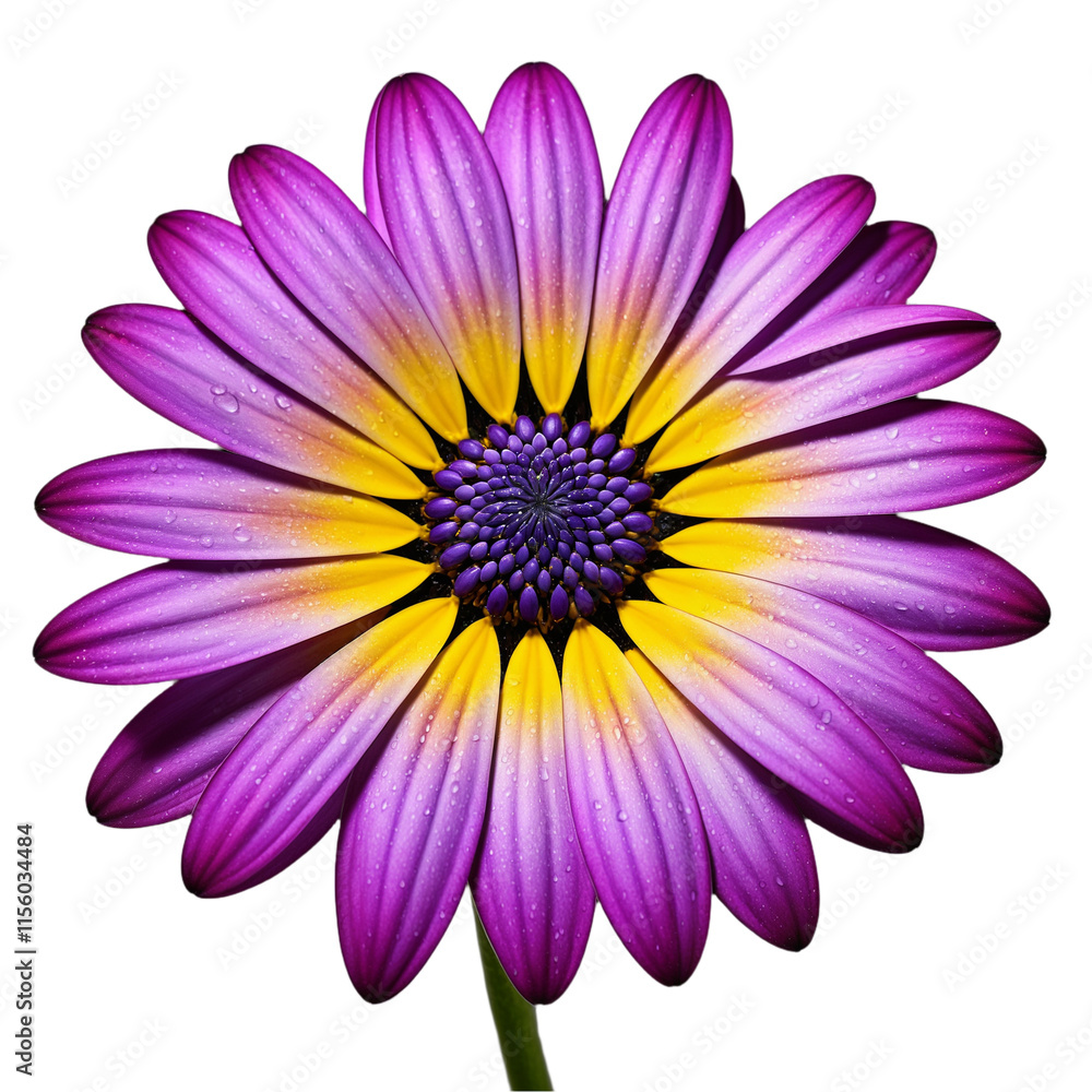 purple osteospermum flower with yellow center on a transparent background purple osteospermum flower with yellow center on a transparent background