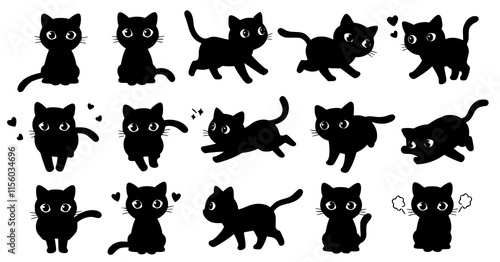 cat vector black kitten icon neko calico pet character cartoon symbol tattoo stamp scarf illustration design isolated