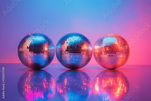 Colorful reflection of disco balls creating a vibrant atmosphere in a party s...