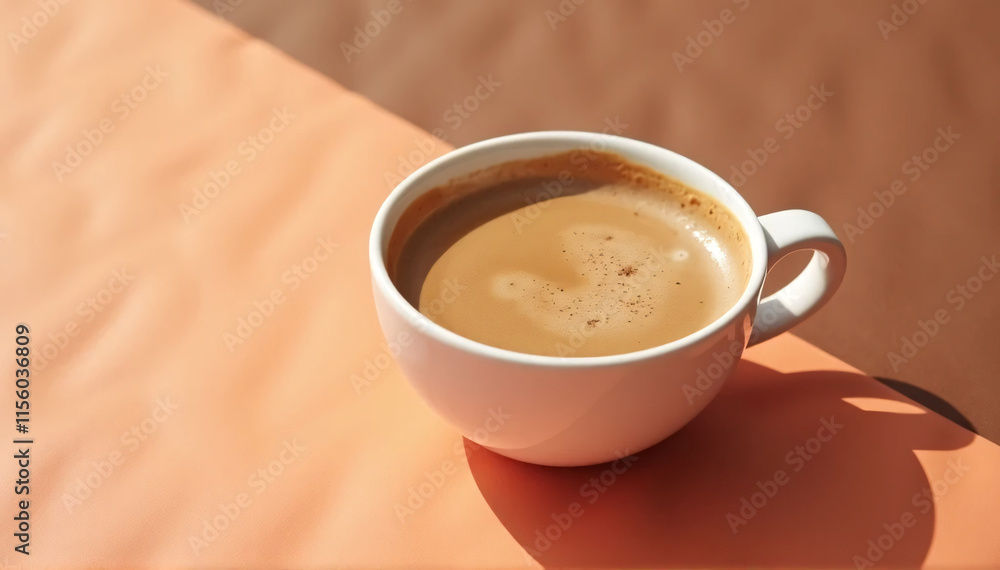 Mocha coffee cup on a tabletop that is wavy and peach and brown. Change from one of the year's hues to another
Mocha coffee cup on a tabletop that is wavy and peach and brown. Change from one of the year's hues to another