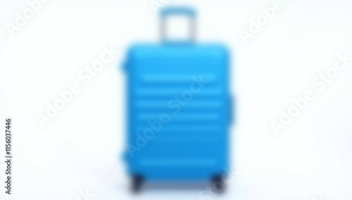 Blue suitcase standing on white background representing travel and vacation