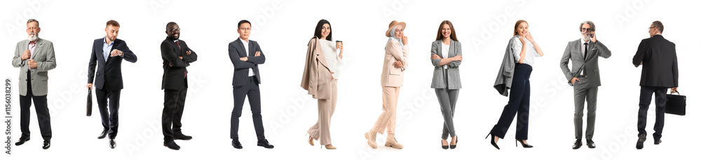Set of many business people on white background Set of many business people on white background