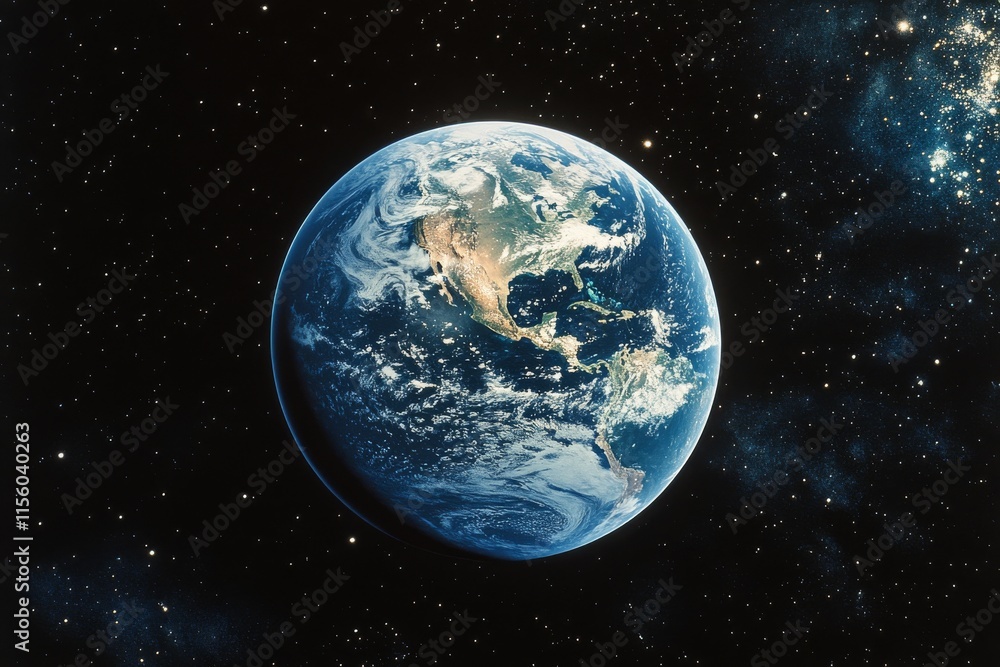 Obraz premium Beautiful view of Earth from space showcasing continents and oceans in vivid detail