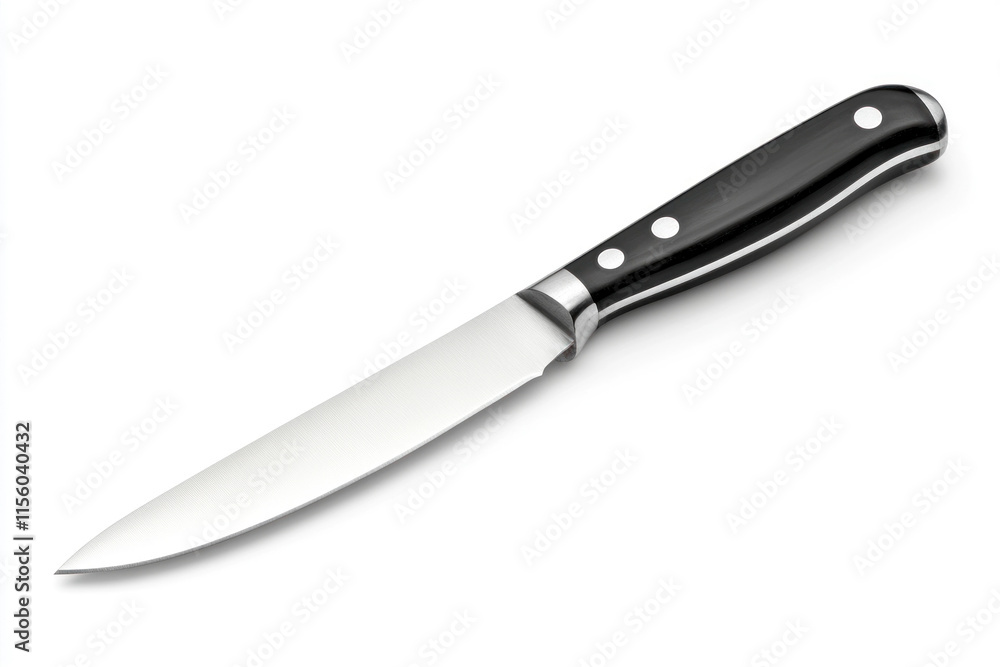 Knife with black handle on white background. Knife with black handle on white background.