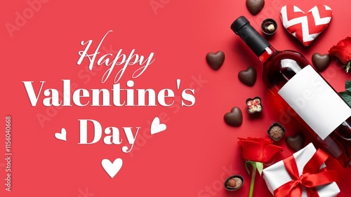 Bottle of wine, chocolate c...