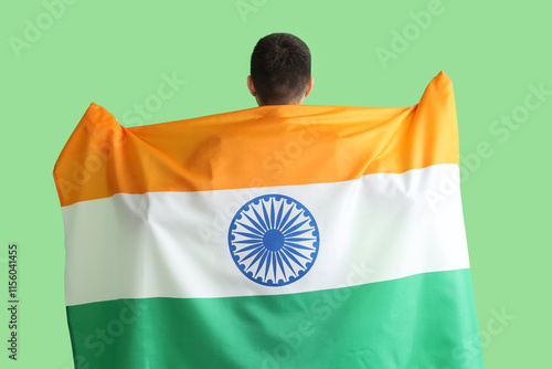 Young man with Indian flag ...