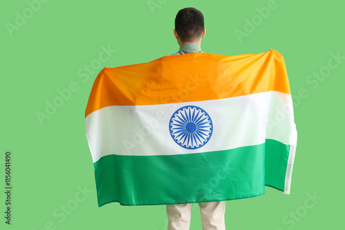 Young man with Indian flag ...